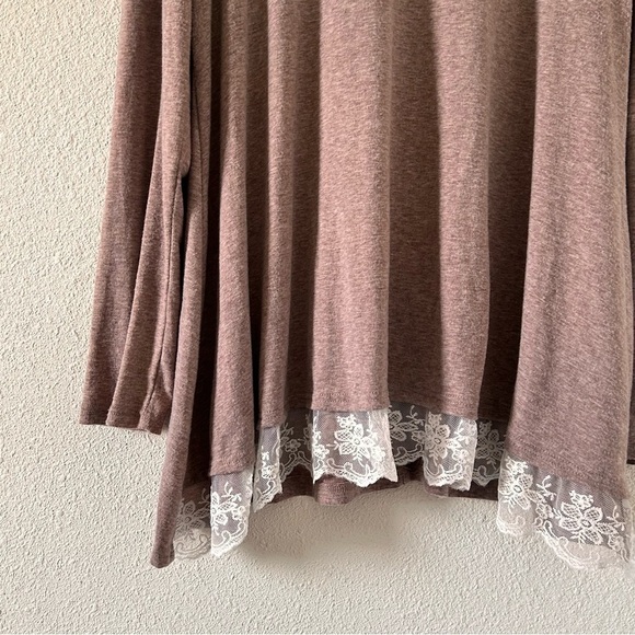 LYDFS A-line Laced Hem Round Neck Long Sleeve Shirt Women Sz XXL - Picture 4 of 8